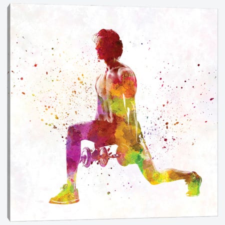 Young Man Practices Fitness In Watercolor XIX Canvas Print #PUR3663} by Paul Rommer Canvas Print