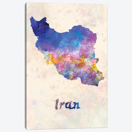 Iran In Watercolor Canvas Print #PUR366} by Paul Rommer Canvas Art