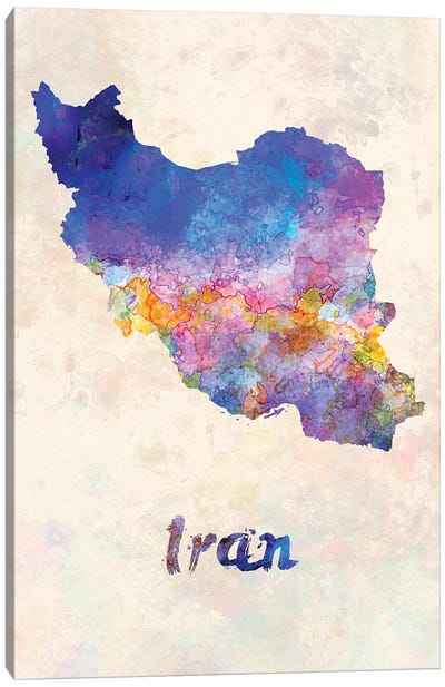 Iran In Watercolor Canvas Art Print - Iran