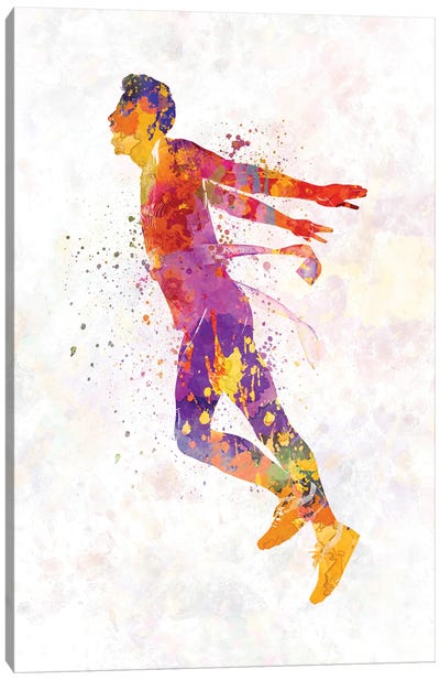 Winning Runner In Watercolor Canvas Art Print - Track & Field