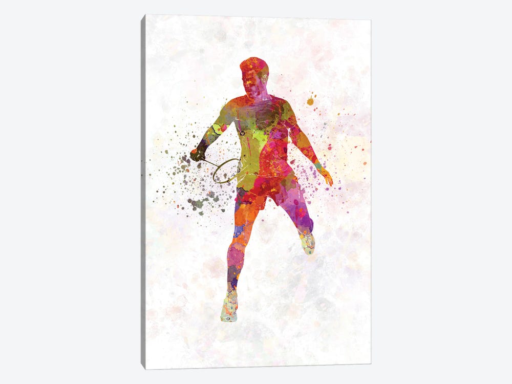 Badminton Player In Watercolor V by Paul Rommer 1-piece Canvas Print