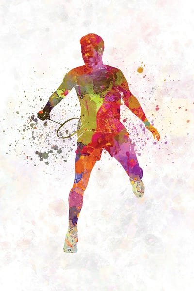 Paul Rommer: Badminton Player In Watercolor V by Paul Rommer