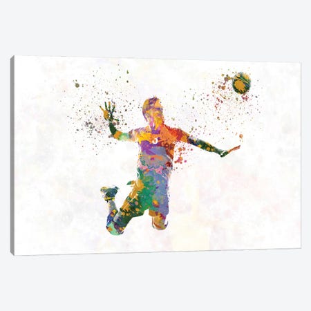 Volleyball Player In Watercolor Canvas Print #PUR3673} by Paul Rommer Canvas Artwork