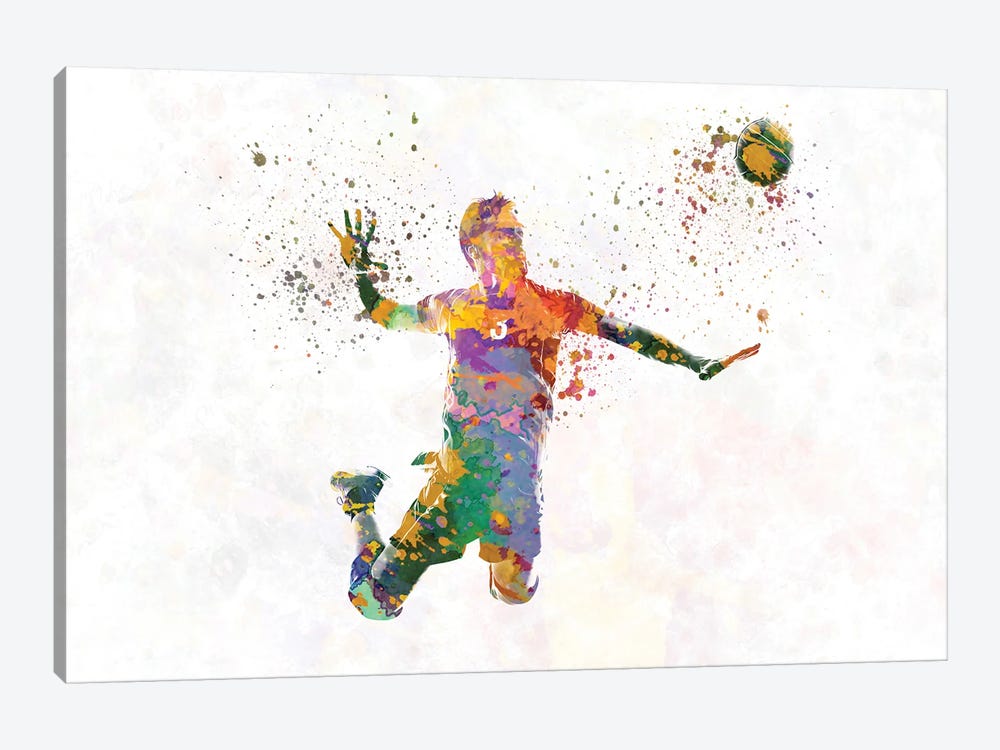 Volleyball Player In Watercolor by Paul Rommer 1-piece Canvas Artwork
