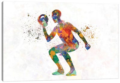 Young Man Practices Fitness Canvas Art Print - Fitness