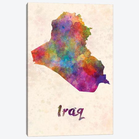 Iraq In Watercolor Canvas Print #PUR367} by Paul Rommer Canvas Art