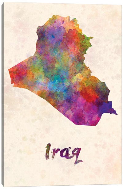 Iraq In Watercolor Canvas Art Print