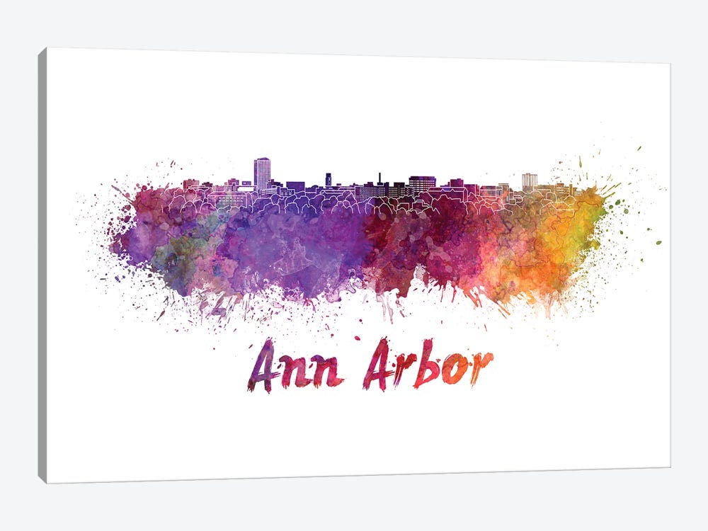 Ann Arbor Skyline In Watercolor by Paul Rommer 1-piece Art Print