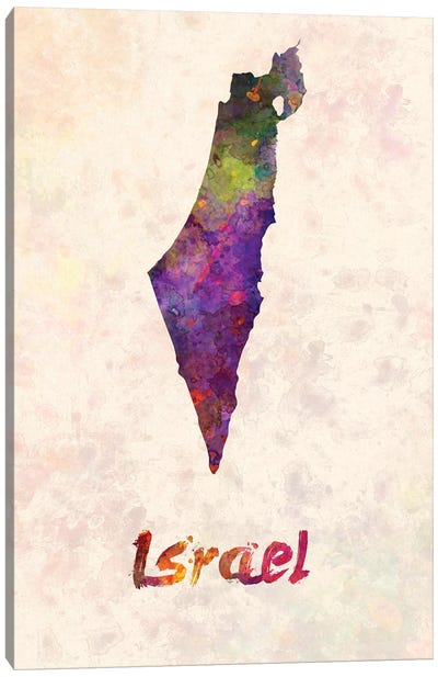 Israel In Watercolor Canvas Art Print - Country Maps