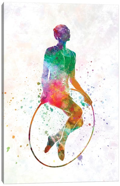 Gymnastic Jumping Watercolor Canvas Art Print - Fitness