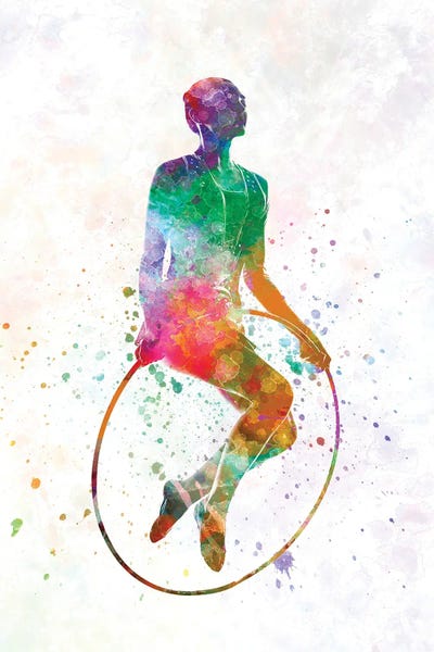 Paul Rommer: Gymnastic Jumping Watercolor by Paul Rommer