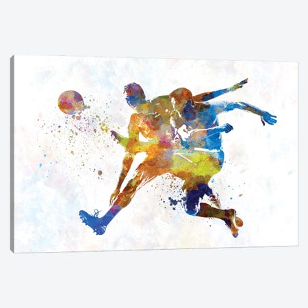 Soccer Player In Watercolor II Canvas Print #PUR3806} by Paul Rommer Canvas Art