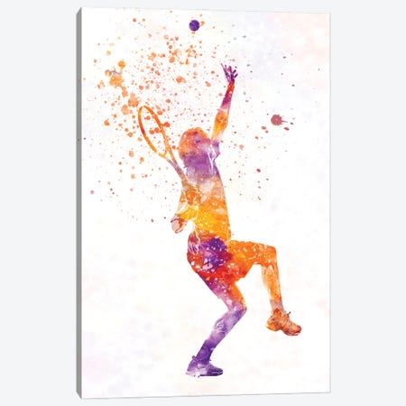 Tennis Player In Watercolor Canvas Print #PUR3811} by Paul Rommer Canvas Wall Art