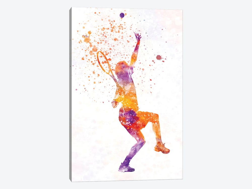 Tennis Player In Watercolor by Paul Rommer 1-piece Canvas Print