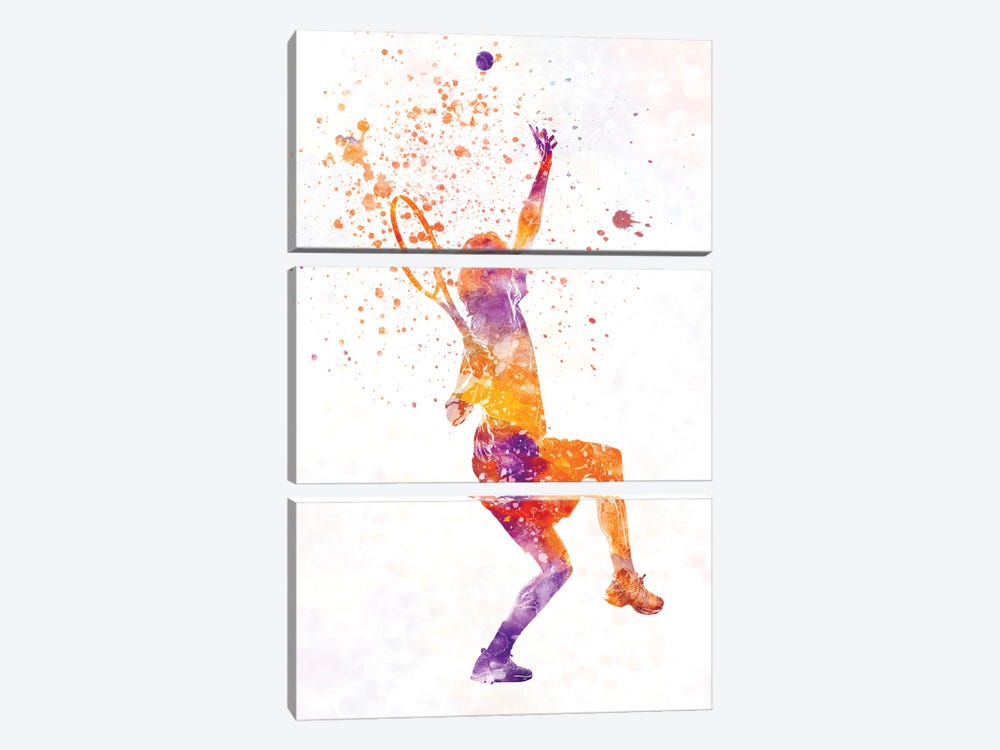 Tennis Player In Watercolor by Paul Rommer 3-piece Canvas Print