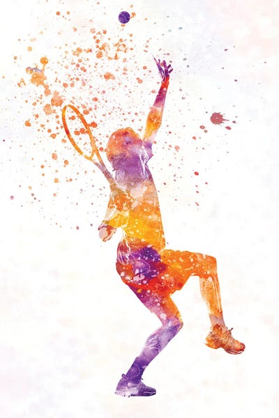 Paul Rommer: Tennis Player In Watercolor by Paul Rommer