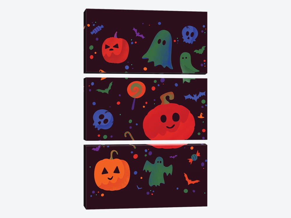 Ghosts And Vampires On Halloween IV by Paul Rommer 3-piece Canvas Wall Art