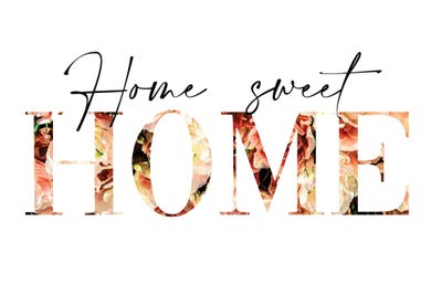 Canvas Print: Home Sweet Home Flowers Pink by Paul Rommer - thumbnail