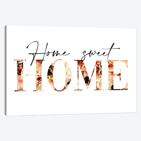 Home Sweet Home Flowers Pink Canvas Print #PUR3825} by Paul Rommer Canvas Wall Art