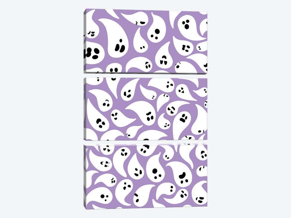 Ghost Pattern On Halloween by Paul Rommer 3-piece Canvas Print