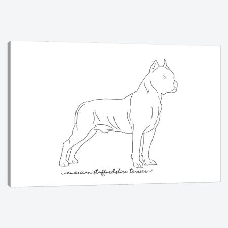 American Staffordshire Terrier Sketch Canvas Print #PUR3850} by Paul Rommer Canvas Artwork