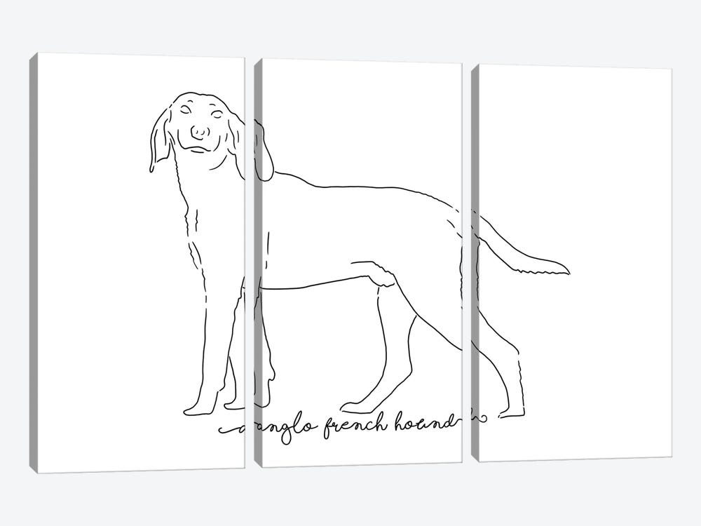 Anglo French Hound Sketch by Paul Rommer 3-piece Canvas Art Print