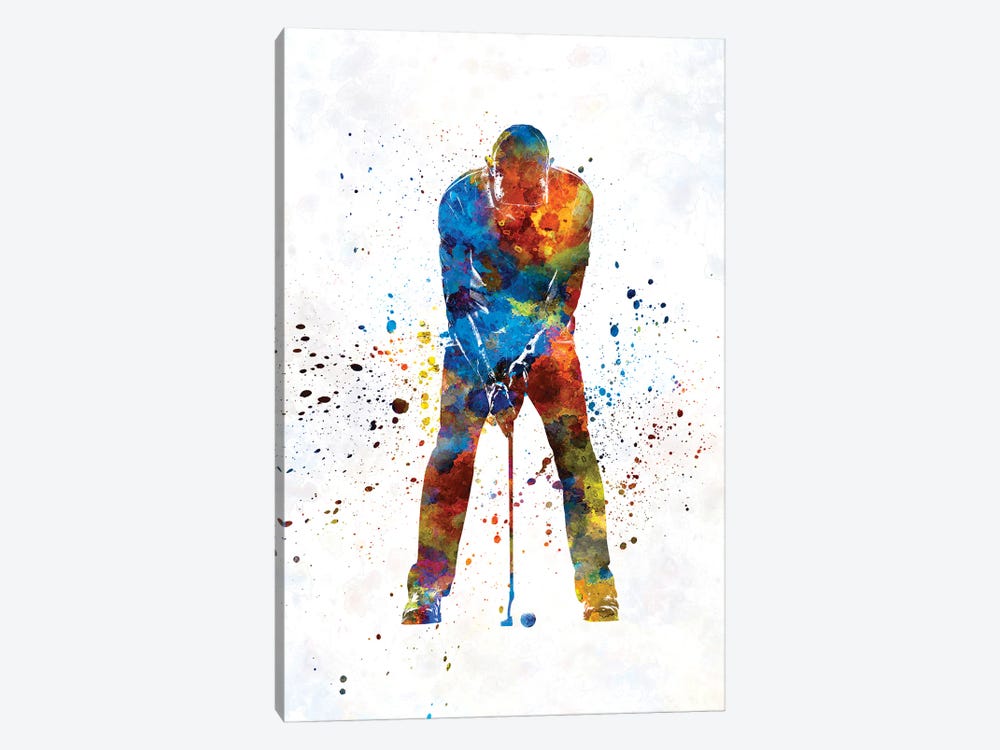 Golf Player In Watercolor II by Paul Rommer 1-piece Canvas Wall Art