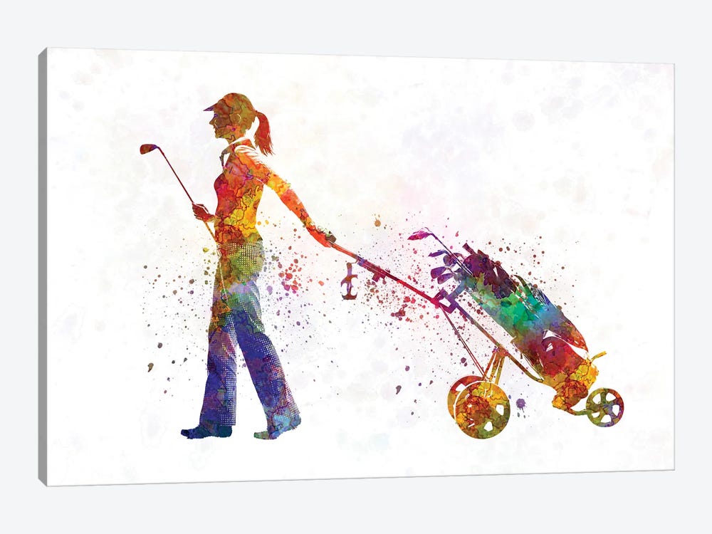 Female Golf Player In Watercolor II by Paul Rommer 1-piece Canvas Artwork