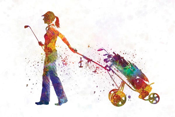 Paul Rommer: Female Golf Player In Watercolor II by Paul Rommer
