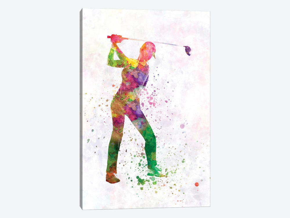 Female Golf Player In Watercolor IV by Paul Rommer 1-piece Canvas Artwork