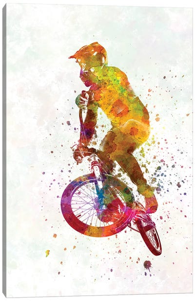 Watercolor BMX Cycling Competition VI Canvas Art Print - Bicycle Art