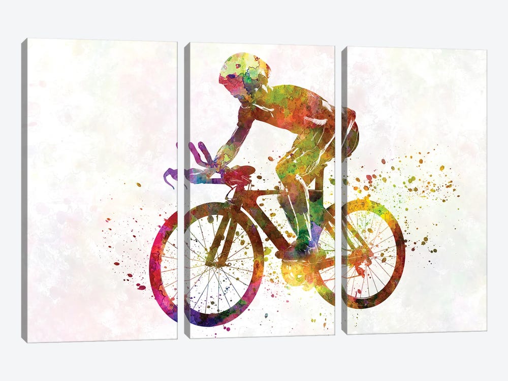 Cyclist Road Bike Man I by Paul Rommer 3-piece Canvas Art Print