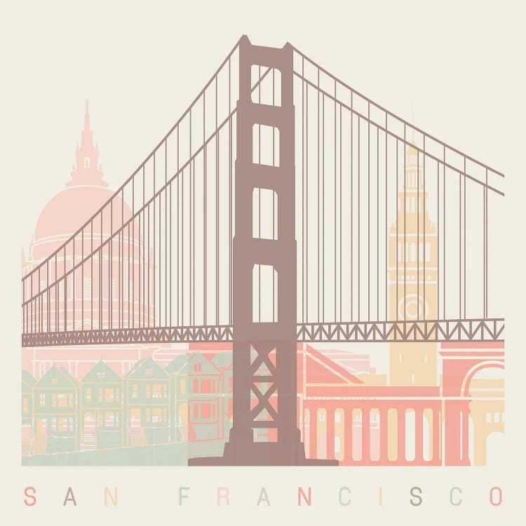 San Francisco Skyline Poster Pastel by Paul Rommer wall art