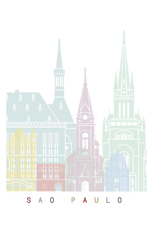 Sao Paulo Skyline Poster Pastel by Paul Rommer wall art