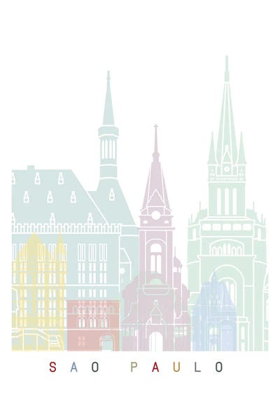 Brazil: Sao Paulo Skyline Poster Pastel by Paul Rommer