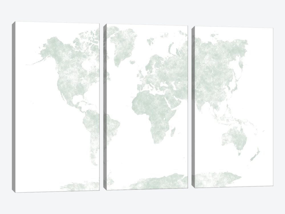 World Map In Pastel Color Watercolor I by Paul Rommer 3-piece Art Print