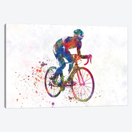 Cyclist Racer In Watercolor II Canvas Print #PUR3925} by Paul Rommer Canvas Art Print