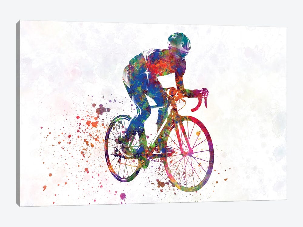 Cyclist Racer In Watercolor II by Paul Rommer 1-piece Canvas Print