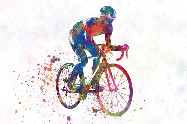 Paul Rommer: Cyclist Racer In Watercolor II by Paul Rommer