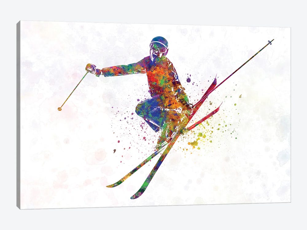 Female Skier In Watercolor by Paul Rommer 1-piece Canvas Art