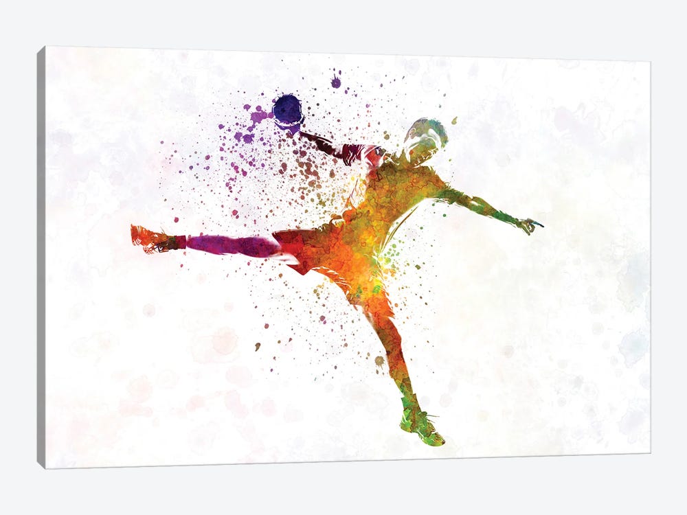 Handball Player In Watercolor by Paul Rommer 1-piece Canvas Print