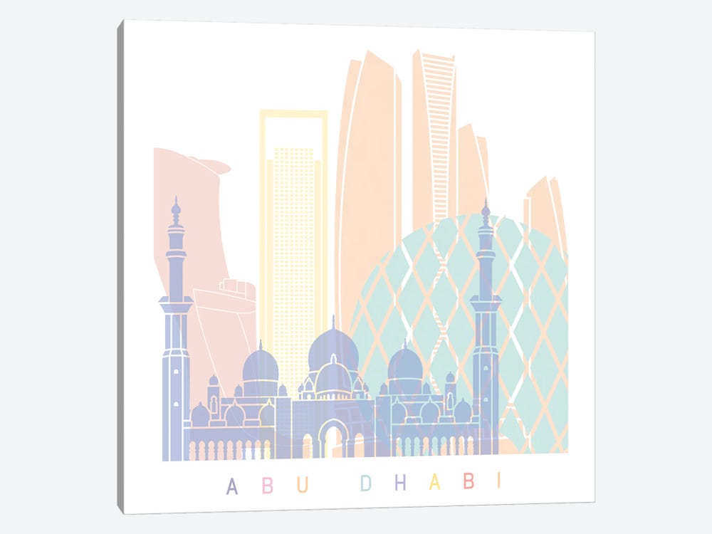 Abu Dhabi Skyline Poster Pastel by Paul Rommer 1-piece Canvas Wall Art