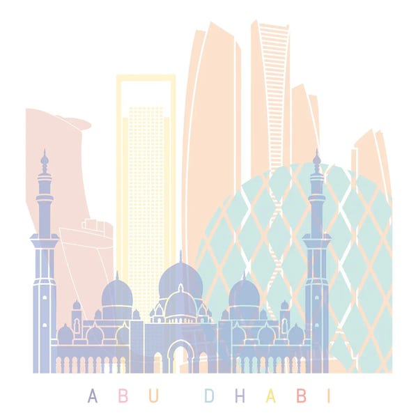 United Arab Emirates: Abu Dhabi Skyline Poster Pastel by Paul Rommer