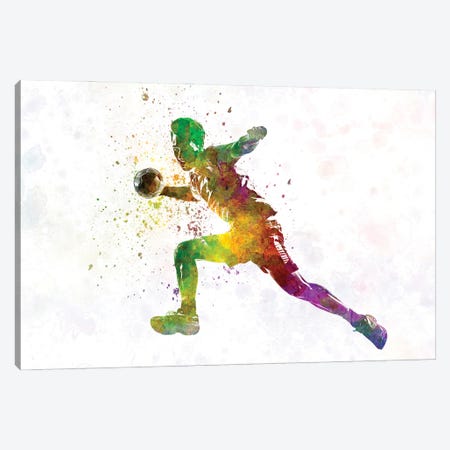 Handball Player In Watercolor III Canvas Print #PUR3941} by Paul Rommer Canvas Artwork