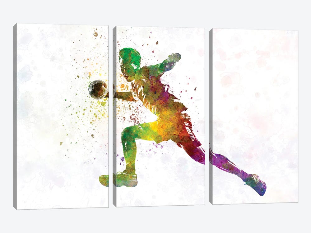 Handball Player In Watercolor III by Paul Rommer 3-piece Canvas Art Print