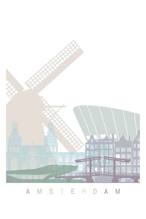 Amsterdam Skyline Poster Pastel