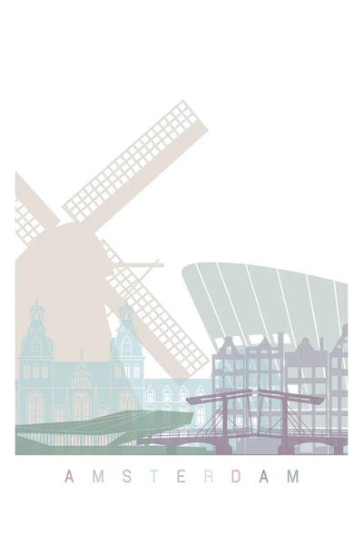Amsterdam: Amsterdam Skyline Poster Pastel by Paul Rommer