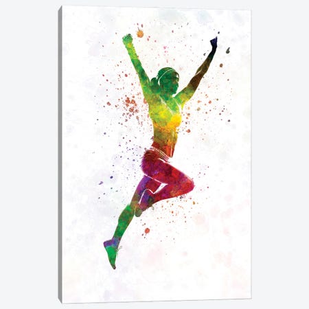 Winning Runner Athlete In Watercolor Canvas Print #PUR3958} by Paul Rommer Canvas Art Print