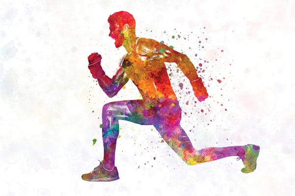 Paul Rommer: Young Man Practices Fitness Exercise In Watercolor by Paul Rommer