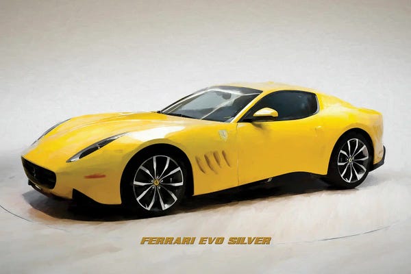 Ferrari: Ferrari Evo Silver In Watercolor by Paul Rommer